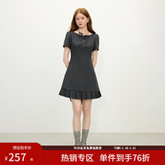 范思藍恩氣質(zhì)辣妹短袖連衣裙女2025夏新款收腰拼接百褶裙子2062 灰色 M