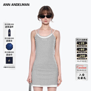 ANN ANDELMAN官方直營(yíng)灰色無(wú)袖修身掛脖包臀短裙假兩件吊帶連衣裙 灰色 XS