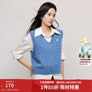 茵曼（INMAN）針織馬甲女2026春季老錢(qián)風(fēng)V領(lǐng)薄冬季學(xué)院風(fēng)內搭毛衣 碧海藍 M