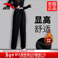 安踏（ANTA）女褲加絨保暖運動(dòng)褲女冬季新款針織褲子直筒長(cháng)褲學(xué)生休閑褲衛褲 （冬季加絨加厚衛褲）基礎黑 人氣款 M (165/推薦100-115斤)