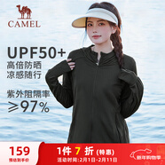 駱駝（CAMEL）防曬衣女士運動(dòng)連帽休閑夏季薄外套 J23BASLX001A 幻影黑 XXL