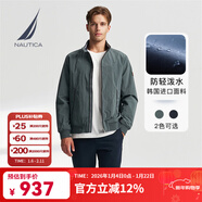 諾帝卡（NAUTICA）【商場(chǎng)同款】春夏韓國進(jìn)口面料小立領(lǐng)防輕濺水薄外套夾克男JO4305 0BG灰綠色 L
