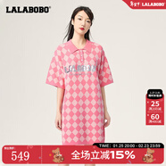 拉拉波波【設計師潮牌】春新款學(xué)院風(fēng)格子翻領(lǐng)毛織連衣裙LBCB-WLZY14 粉色 S