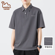東方駱駝（EASTERN CAMEL）POLO衫短袖t恤男士春季薄款潮牌寬松2025新款翻領(lǐng)半袖男生上衣服 81141深灰 3XL