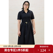 獨束大碼女裝簡(jiǎn)約垂感V翻領(lǐng)連衣裙2025夏裝新款優(yōu)雅氣質(zhì)通勤裙子 氣質(zhì)黑 2XL （尺碼：4）