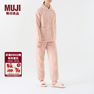 MUJI女式 絎縫 家居睡衣套裝 家居服秋冬季款 保暖三層 BB2ORA3A 煙熏粉色 L/XL上裝170/92A,下裝170/74A