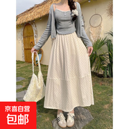 2026春季法式波點(diǎn)a字半身裙子女寬松仙女公主蛋糕中長(cháng)裙顯瘦垂感 杏色(有內襯和口袋) 2XL 2XL