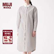 MUJI MUJI 女式 新疆棉水洗牛津 襯衫連衣裙 BCL11A0S 米色X條紋 M-L