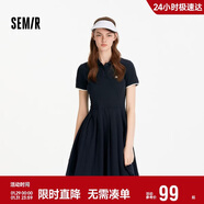 森馬（Semir）連衣裙女夏季撞色polo領(lǐng)短裙字母運動(dòng)風(fēng)學(xué)院風(fēng)百褶裙101325114051