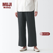 MUJI MUJI 女式  法國亞麻 直筒褲 褲子長(cháng)褲休閑褲寬版褲闊腿褲亞麻褲 深灰色 S(155/62A)