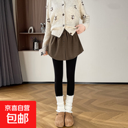 毛呢遮屁簾配鯊魚(yú)褲疊穿女秋冬季2025新款衛衣打底內搭短裙半身裙 咖色【紐扣襯衫款】 M  適合體重【96-110斤】