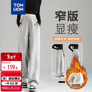 唐獅（TonLion）2025女休閑褲寬松香蕉褲 淺麻灰/加絨款 L