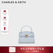 CHARLES&KEITH鱷魚(yú)紋凱莉包手提斜挎婚包包女包生日禮物新年禮物CK2-50270880-1 Sea Salt Blue海鹽藍（新色） S