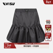 EVISU  女士小海鷗刺繡抽繩松緊腰短裙2ESGNW2SK285XXNY 黑色 XS