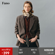 fano studios范洛Fano 復古學(xué)院風(fēng)高級感小眾羊毛千鳥(niǎo)格平駁領(lǐng)毛呢西裝外套女 千鳥(niǎo)格 L