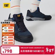 卡特（CAT）休閑鞋男鞋26春新品男士舒適透氣牛皮撞色復古運動(dòng)鞋徒步鞋板鞋 深藍色P726614 43
