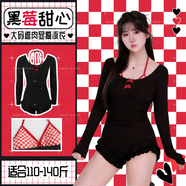 栢啟歆大碼泳衣泡溫泉女胖MM運動(dòng)保守連體裙式遮肚顯瘦海邊度假女士泳裝 黑莓甜心顯瘦連體泳衣 均碼 【120-140斤】