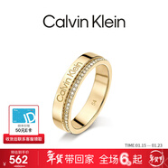 Calvin Klein 【官方正品】CK官方正品滿(mǎn)天星男女情侶戒指簡(jiǎn)水晶對戒生日禮物 滿(mǎn)天星淺金色 B(52)