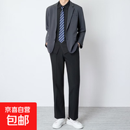 秋季商務(wù)正裝黑色西服套裝男輕熟風(fēng)墊肩休閑高級感職業(yè)西裝外套男 深灰色西服單件 4XL