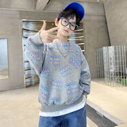 艾諾輪男孩衛衣中大童裝10-15歲中小學(xué)兒童秋衣長(cháng)袖上衣男童春秋天裝T恤 X藍色衛衣(不加絨春秋款) 120 適合身高110厘米-120厘米