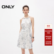 ONLY夏季時(shí)尚潮流短款掛脖系帶收腰連衣裙女|124207077 H9Z 莎曼塔紋樣棕底 M (165) 84A