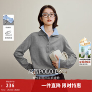 茵曼（INMAN）2026春季女裝新款撞色雙層領(lǐng)毛衣長(cháng)袖針織衫 花灰色 77.3%聚酯纖維 11.5%腈綸 S