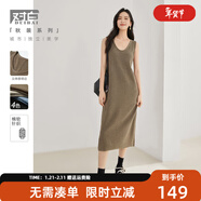 對白（DUIBAI）【杜鵑同款】法式慵懶針織連衣裙女2026新款通勤氣質(zhì)顯瘦裙子 花杏色 S