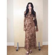 ?？|竺2026夏季穿搭巨好看的法式今年流行獨特漂亮夏日絕美多巴胺洋裝 栗棕色【余 余暉風(fēng)穿搭/安可雷穿搭/長(cháng)袖洋裝/雅丹風(fēng)穿 S