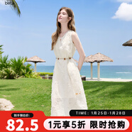 百圖betu女裝2025夏季新款連衣裙無(wú)袖羽毛流蘇背心氣質(zhì)裙子女2506T52 淺杏色 L