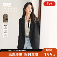 對白（DUIBAI）高級感西裝外套女2026春新款復古時(shí)尚小個(gè)子休閑職業(yè)西服上衣 靜謐黑 M