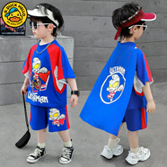 G.duck童裝奧特曼衣服男童夏裝套裝新款六一兒童節服裝卡通帶披風(fēng)表演服 2431款藍色+披風(fēng) 110 建議100-110cm4-5歲