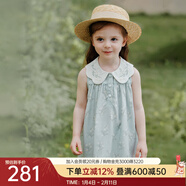 OAK FAMILY夏季娃娃領(lǐng)無(wú)袖連衣裙女寶寶裙子天絲連身裙新品童裝 小鈴蘭 110 cm