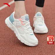 安踏運動(dòng)鞋女鞋秋冬新款防水皮面跑步鞋休閑鞋百搭輕便軟底減震小白鞋 【軟底皮網(wǎng)】白/粉/青 38.5 (240mm)