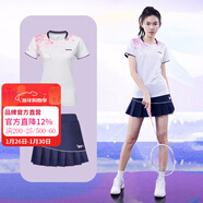 川崎（KAWASAKI）羽毛球服女神運動(dòng)套裝女夏季短袖T恤運動(dòng)裙繁花似錦運動(dòng)服速干衣 繁花似錦套裝 霜白色+深鳶尾藍 2XL
