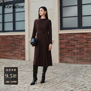 珂萊蒂爾【辛芷蕾明星同款】【綿羊毛】Koradior商場(chǎng)同款25冬美拉德連衣裙 暗橙紅色 XL