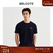 巴魯特T恤男純色印花圓領(lǐng)吸濕快干舒適休閑短袖夏裝 藏青 175/96A (50)