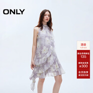 ONLY2025夏季新款淑女掛脖圓領(lǐng)荷葉邊短裙碎花連衣裙女|125207045 H3H瑞秋印花藍 M