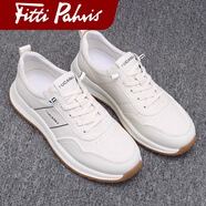 Fitti Pahris輕奢真皮男鞋2026春季新款舒適透氣休閑鞋防滑防臭運動(dòng)跑步鞋子男 白色【品牌男鞋】限量款 37