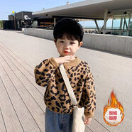 山鷗2025秋冬新款兒童毛衣百搭童裝帥氣男童女童加厚保暖針織毛衫MLL 駝色【F128卡其色豹紋套衫】 110