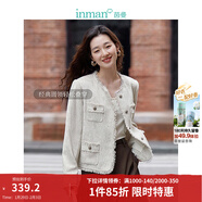 茵曼（INMAN）法式小香風(fēng)短外套冬季女長(cháng)袖洋氣小個(gè)子休閑夾克上衣 秋云白 S
