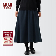 MUJI MUJI  女式 彈力 起毛 喇叭裙 半身長(cháng)裙秋冬季 簡(jiǎn)約風(fēng)BEK40C2A 深藏青色 XS