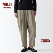 MUJI女式 亞麻 燈籠褲 褲子 長(cháng)褲 休閑褲 蘿卜褲 BEG09C2S 淺灰棕色 S(155/62A)