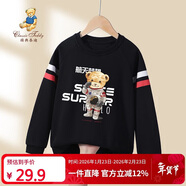 Classic Teddy精典泰迪童裝兒童衛衣男女童圓領(lǐng)上衣中大童春裝 黑色 130