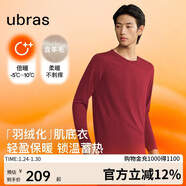 ubras羽絨化科技羊毛肌底衣保暖套裝鎖溫打底衫男秋衣秋褲絲絨紅色倍暖