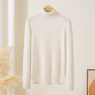春竹羊絨衫女100%山羊絨半高領(lǐng)打底針織衫基礎套頭純色內搭毛衣女 原白 兩翻領(lǐng) 3XL （115CM）