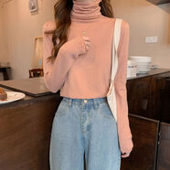 漣畫(huà)堆堆領(lǐng)打底毛衣女秋冬季2026新款高領(lǐng)長(cháng)袖內搭百搭純色針織衫上衣 粉紅色245 粉色 S 70-85