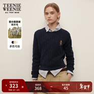 Teenie Weenie小熊女裝簡(jiǎn)約毛衣女秋冬肌理感絞花套頭毛衣針織衫 藏青色 L 170