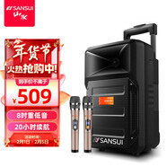 山水（SANSUI） 廣場(chǎng)舞拉桿音響便攜式手提戶(hù)外移動(dòng)藍牙8英寸音箱大功率低音炮地攤音響A8-66 8寸重低音【20小時(shí)】+雙話(huà)筒