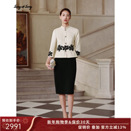 Song of Song歌中歌2025秋冬新款專(zhuān)選【歐洲面料】拼接假兩件連衣裙 杏色 M