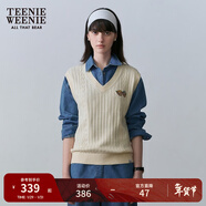 Teenie Weenie小熊V領(lǐng)套頭針織衫馬甲背心學(xué)院風(fēng)休閑短款上衣女 乳白色 L 170